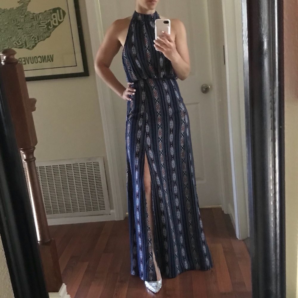 NWOT Lulu’s bohemian maxi haulter dress